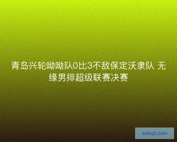 青岛兴轮呦呦队0比3不敌保定沃隶队 无缘男排超级联赛决赛